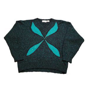 Vintage Carducci Christmas Sweater Green Women's Large L Beaded Xmas Rabbit Hair